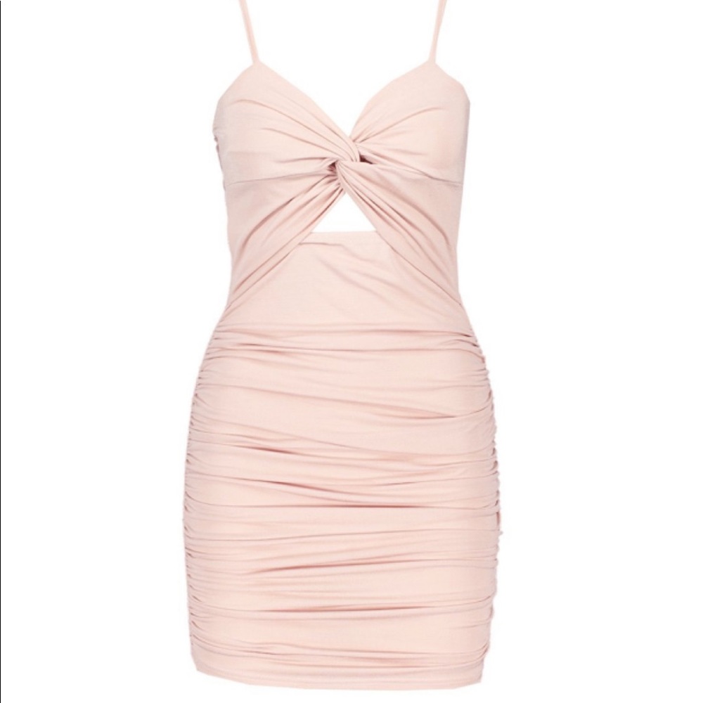 NWOT Boohoo rouche front bodycon mini dress